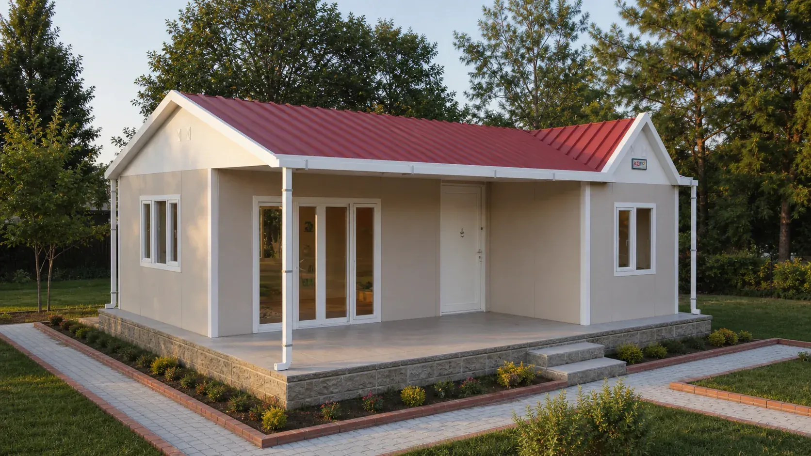 64 m² 2+1 Açık Mutfaklı Tek Katlı Prefabrik Ev görseli 3