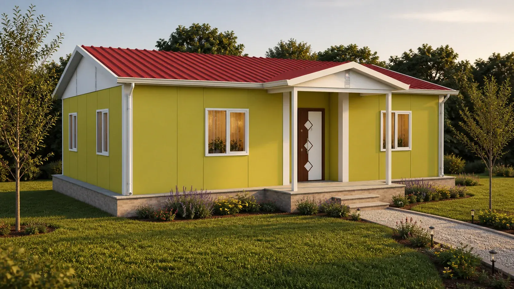 82 m² 2+1 İki WC’li Tek Katlı Prefabrik Ev görseli 4