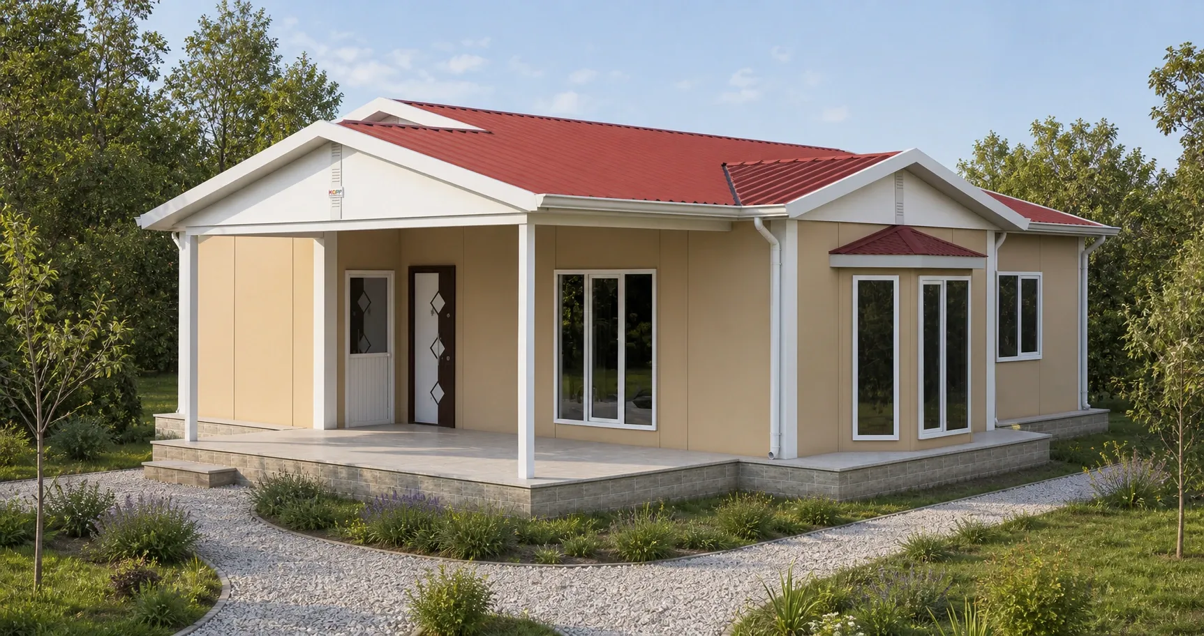 100 m² 3+1 Çift Girişli Tek Katlı Prefabrik Ev görseli 4