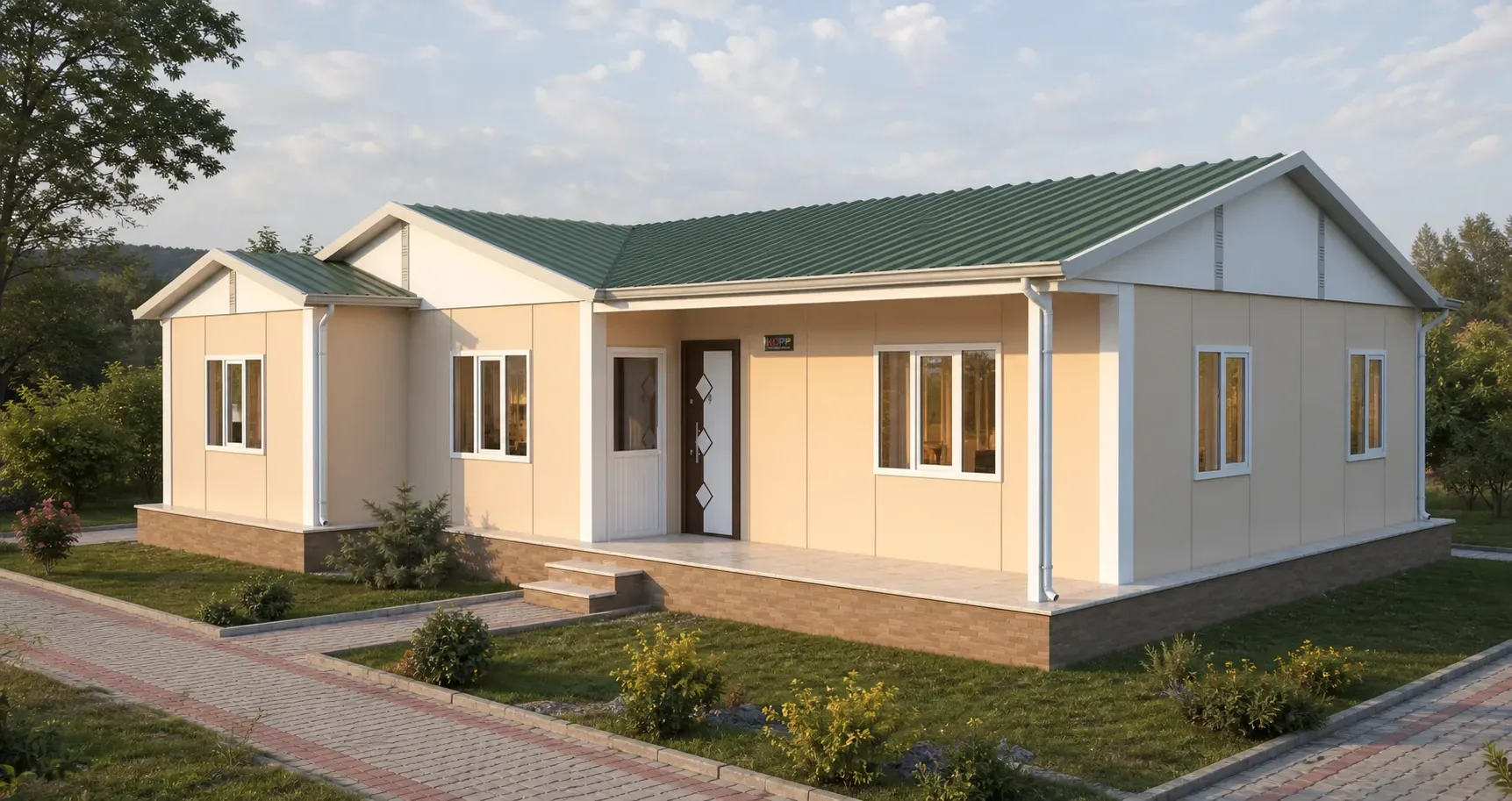 120 m² 3+1 İki WC’li Çift Girişli Tek Katlı Prefabrik Ev görseli 4