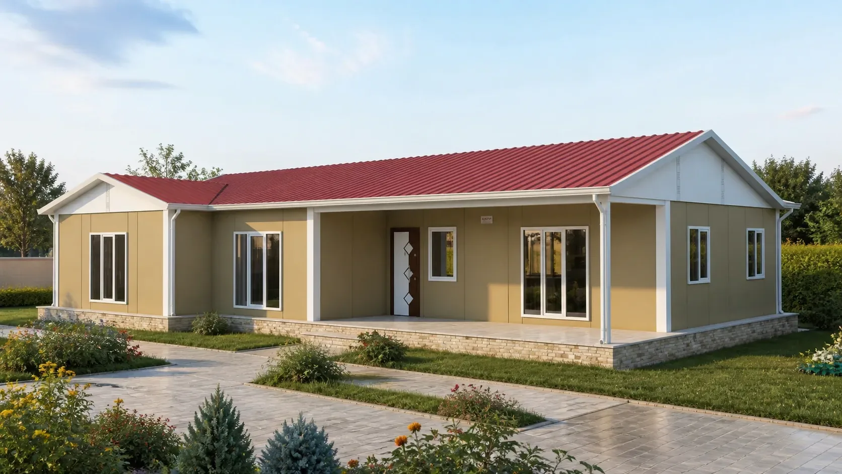 166 m² 4+1 İki Banyolu ve Üç WC’li Tek Katlı Prefabrik Ev görseli 4