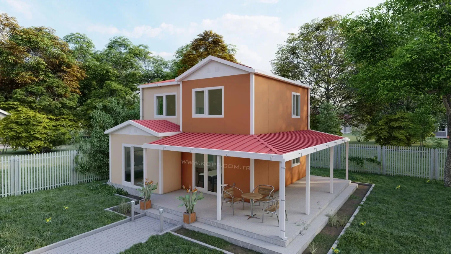 130 m² 4+1 Üç Banyolu İki Katlı Prefabrik Ev