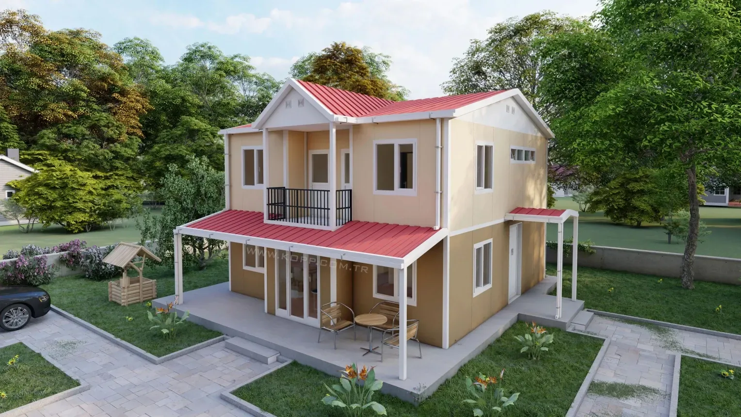 136 m² 3+1 Ebeveyn Banyolu İki Katlı Prefabrik Ev