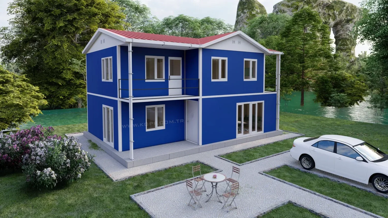 144 m² 4+1 Ayrı WC’li İki Katlı Prefabrik Ev