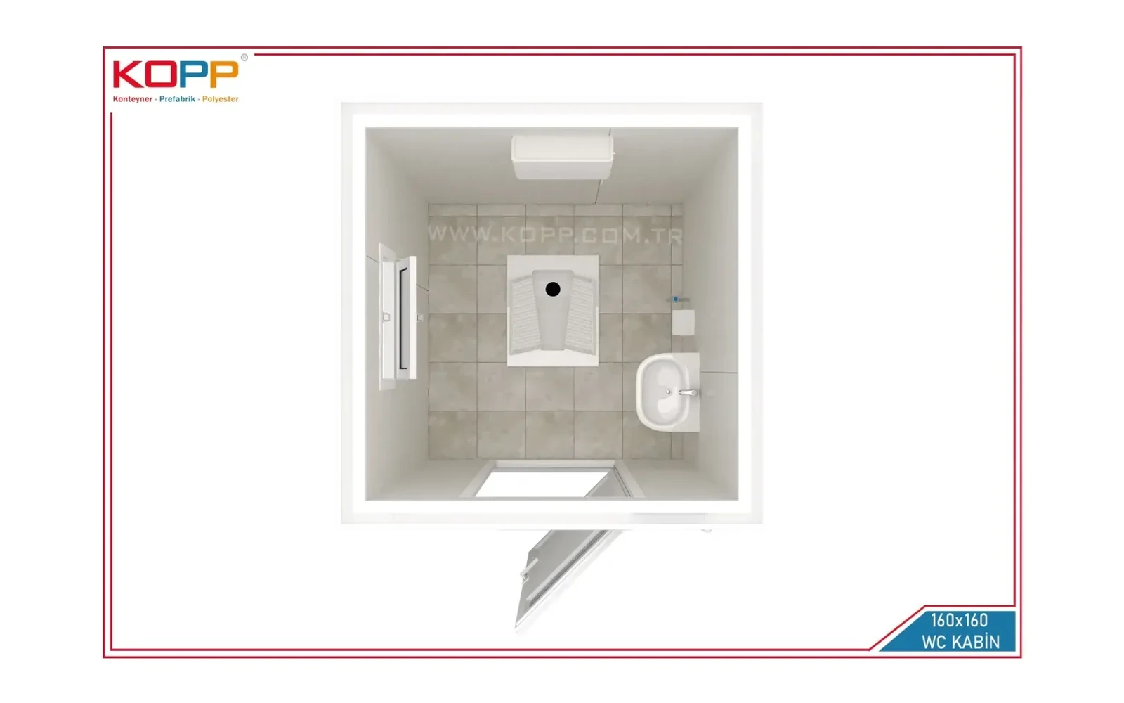 1,60 × 1,60 m Tek Kişilik Alaturka WC Kabini görseli 2