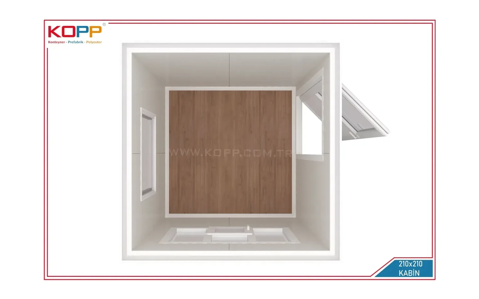 2,10 × 2,10 m Kare Plan Güvenlik Kabini görseli 2