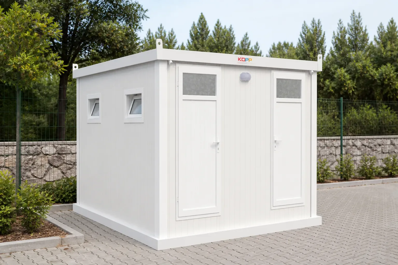 2,60 × 2,60 m Çift Girişli İki Bölmeli Alaturka WC Kabini