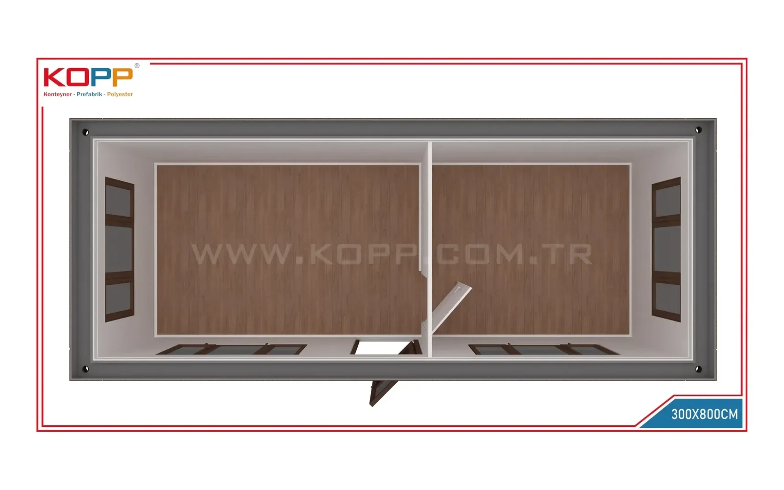 3 × 8 m 2 Odalı Betopan Kaplamalı Konteyner görseli 2
