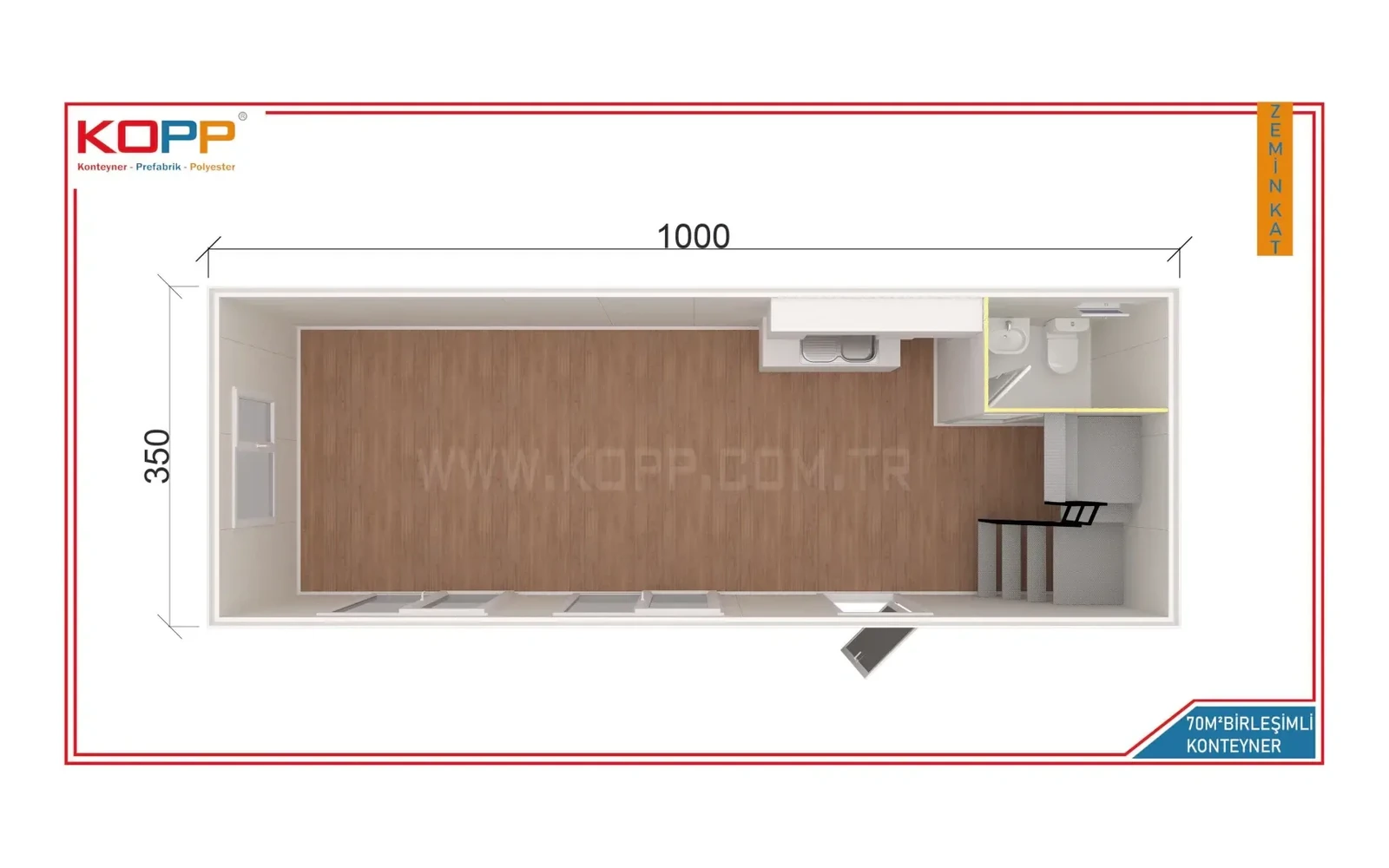 3 Odalı İki Banyolu Teraslı İki Katlı Konteyner Ev 95m2 görseli 2