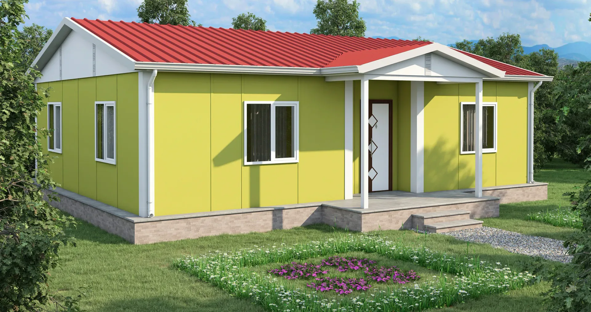82 m² 2+1 İki WC’li Tek Katlı Prefabrik Ev