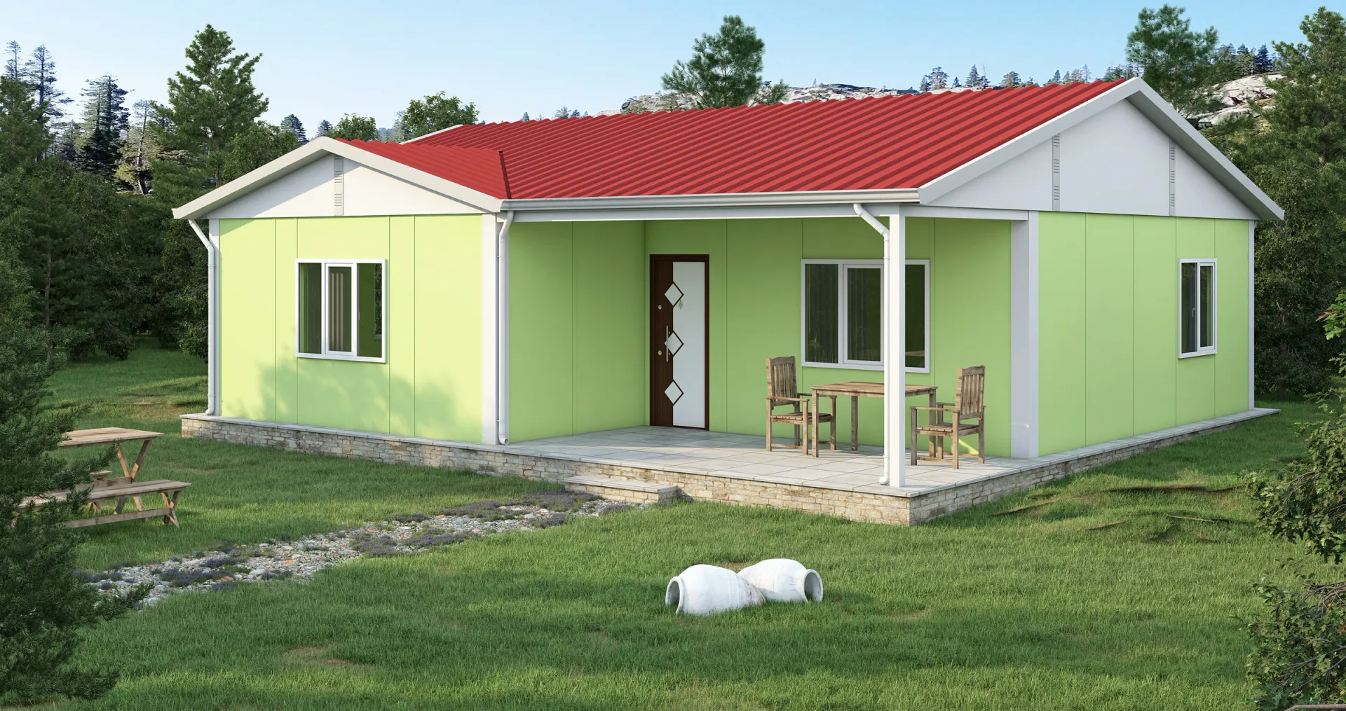 91 m² 2+1 Ayrı Mutfaklı Tek Katlı Prefabrik Ev