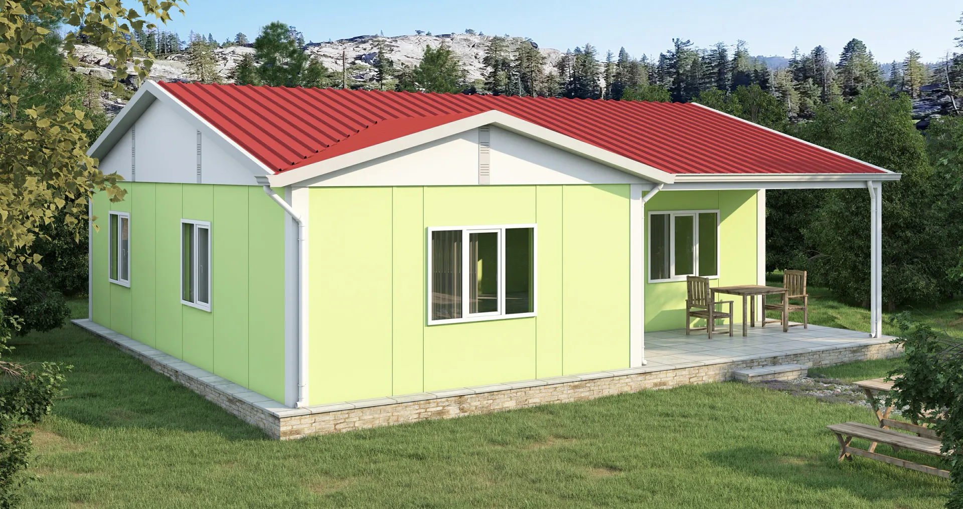 91 m² 2+1 Ayrı Mutfaklı Tek Katlı Prefabrik Ev görseli 2