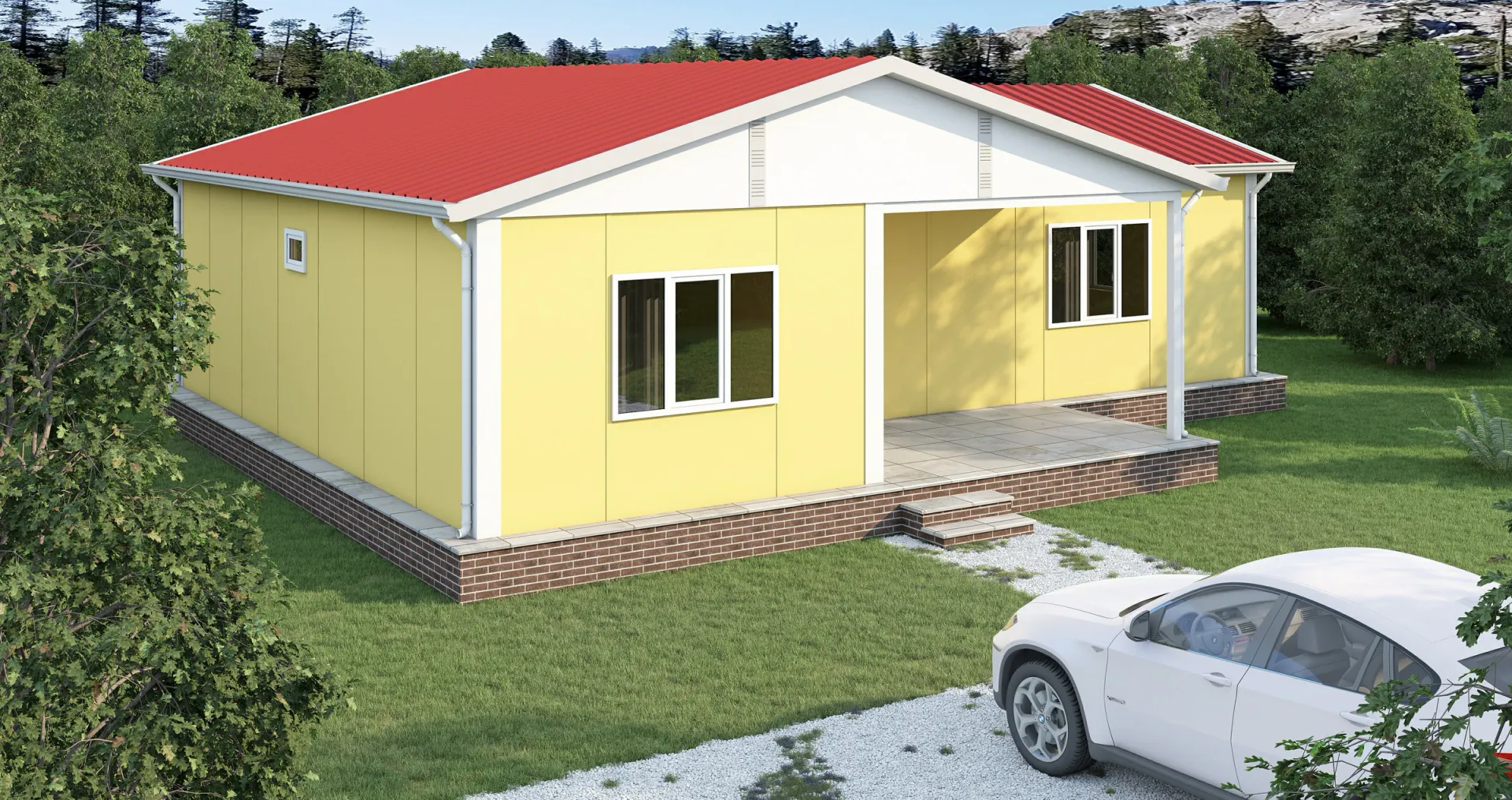 93 m² 2+1 Ayrı Mutfaklı Tek Katlı Prefabrik Ev görseli 2