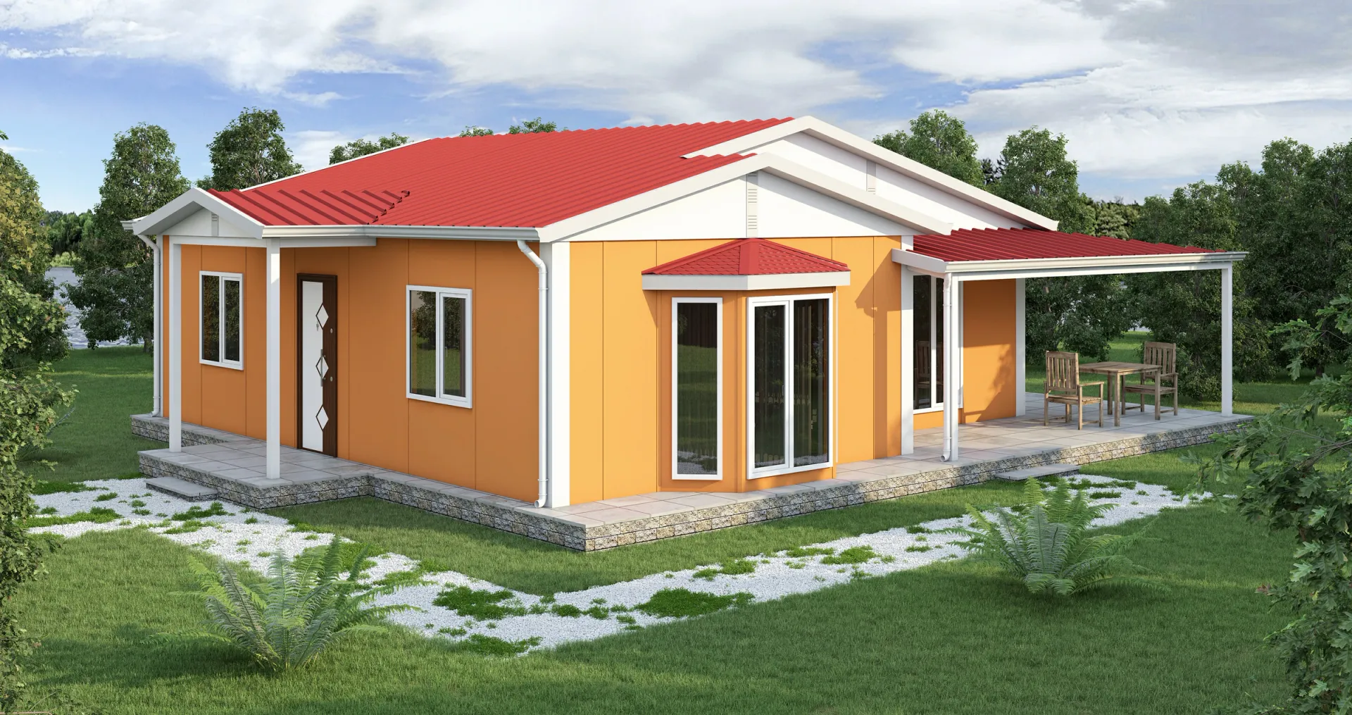 95 m² 3+1 Çift Girişli Tek Katlı Prefabrik Ev