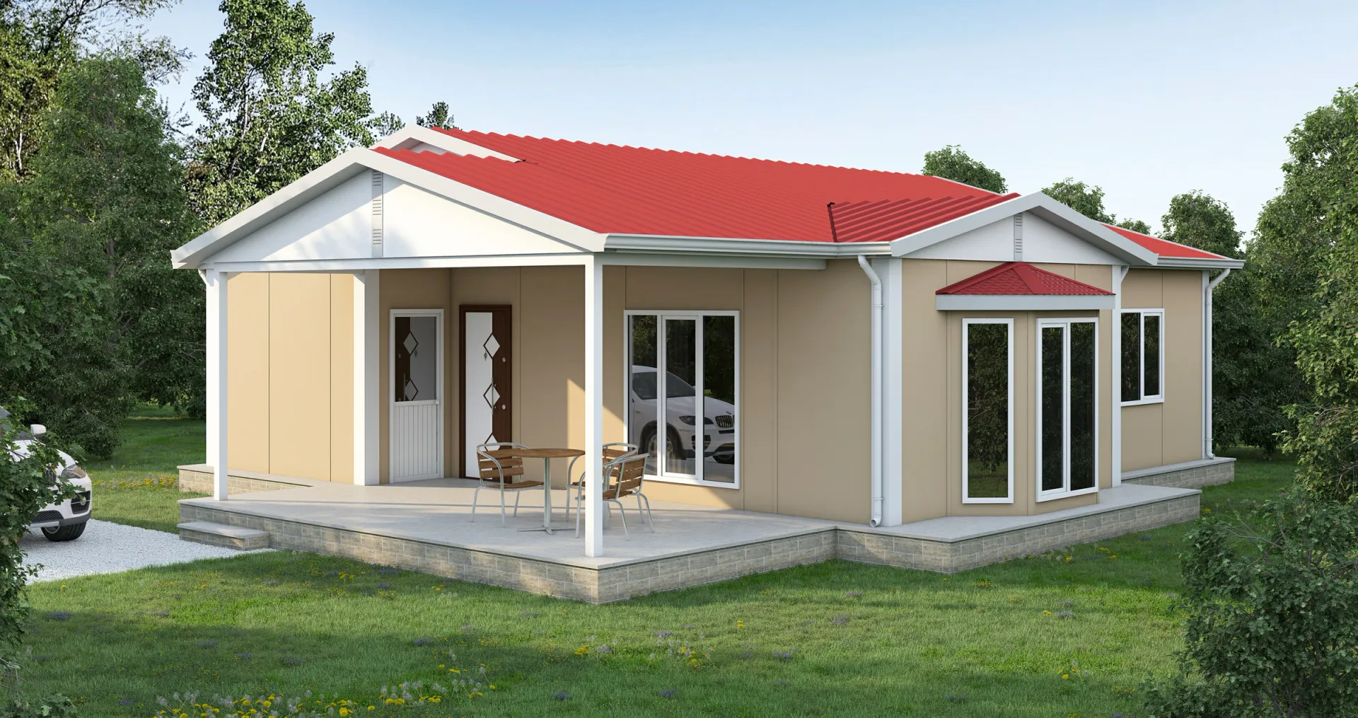 100 m² 3+1 Çift Girişli Tek Katlı Prefabrik Ev