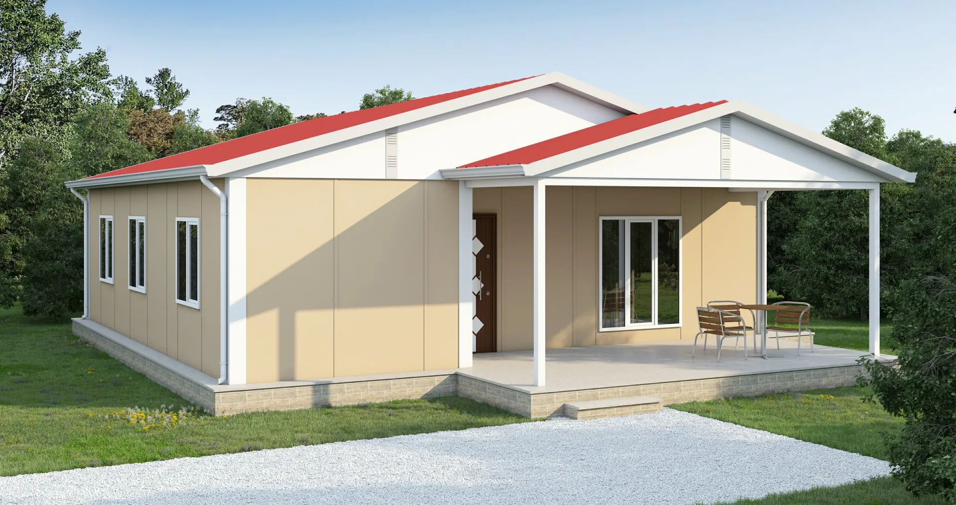 100 m² 3+1 Çift Girişli Tek Katlı Prefabrik Ev görseli 2