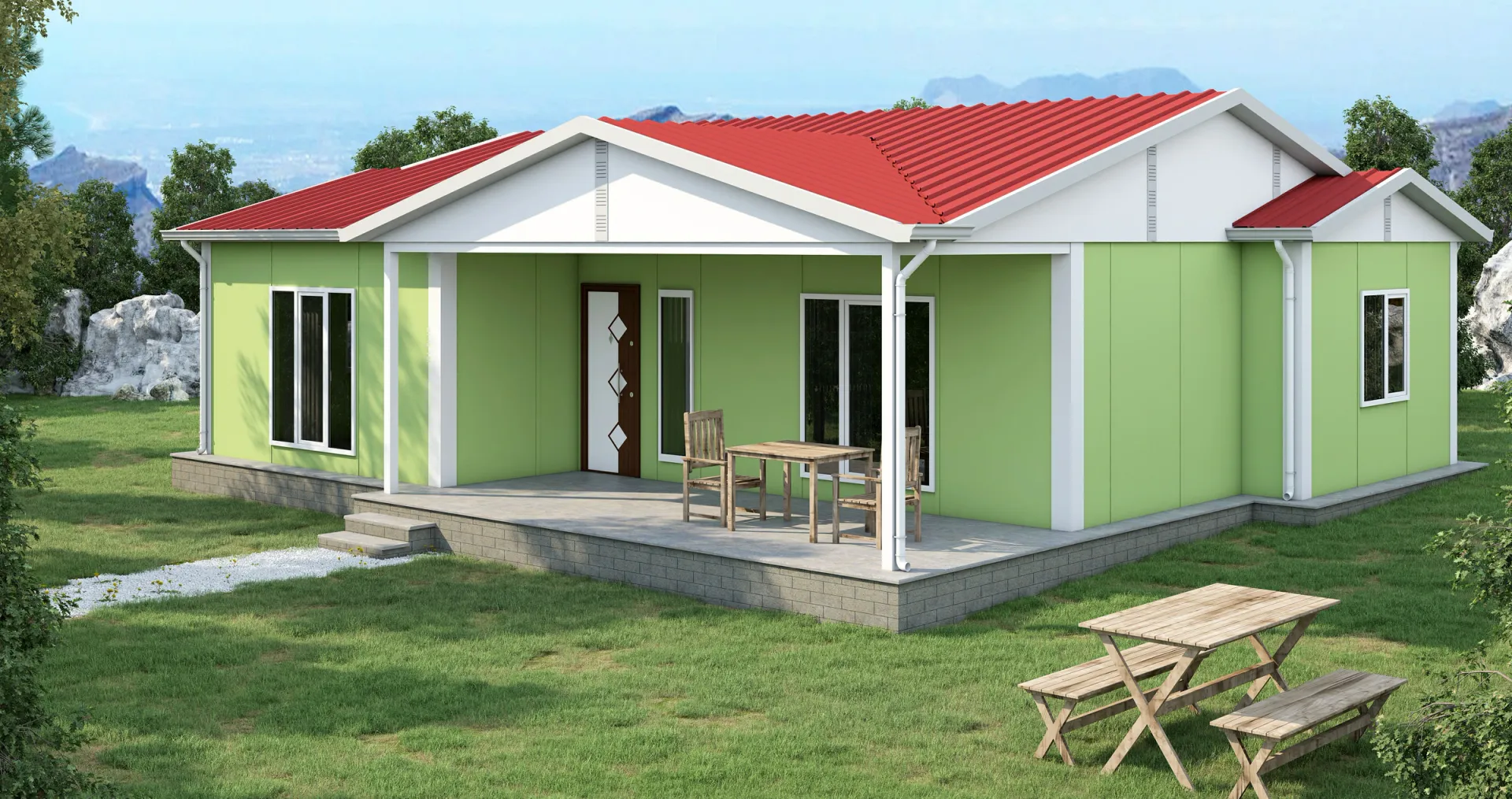 101 m² 2+1 İki WC’li Tek Katlı Prefabrik Ev