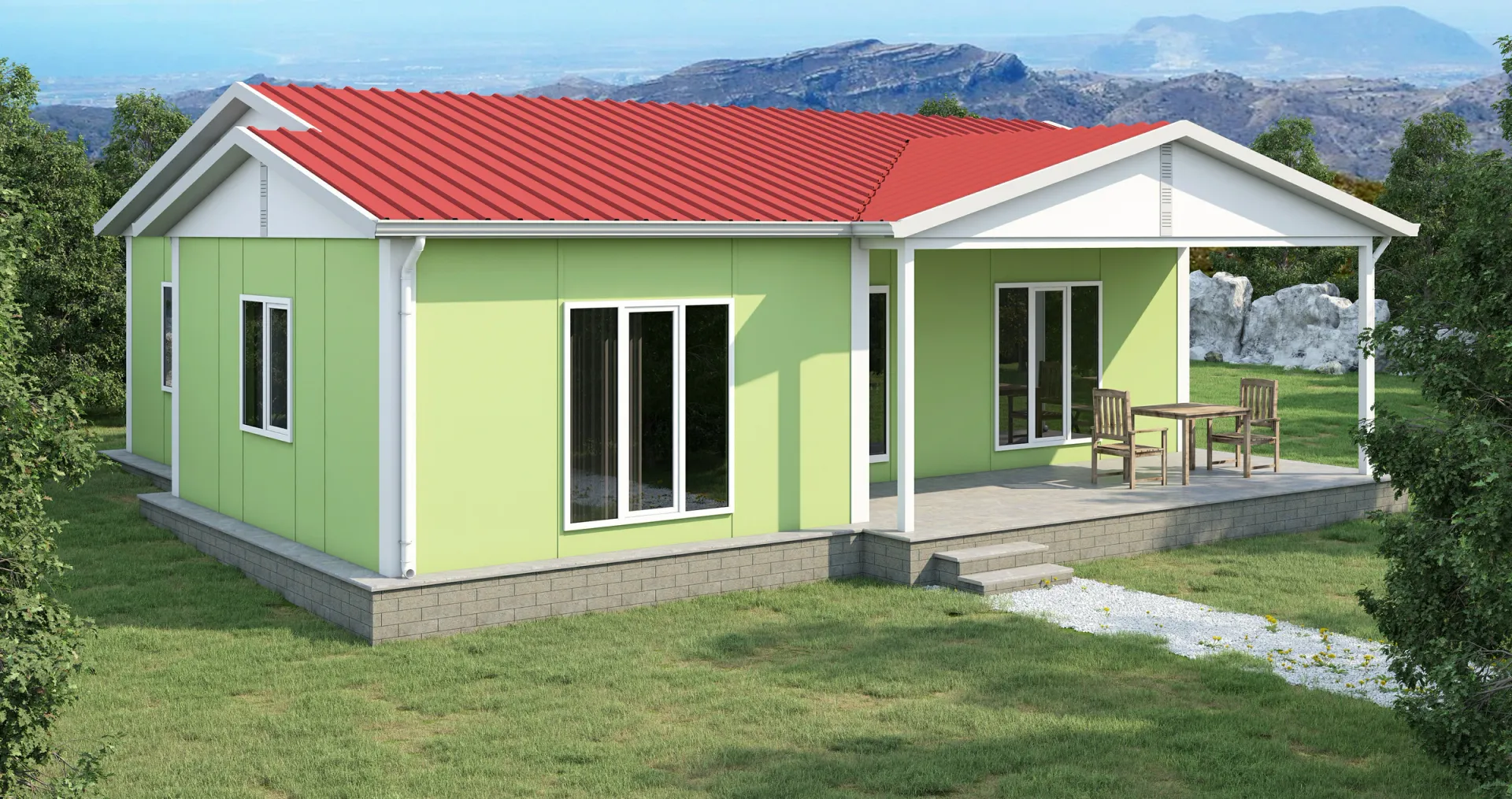 101 m² 2+1 İki WC’li Tek Katlı Prefabrik Ev görseli 2