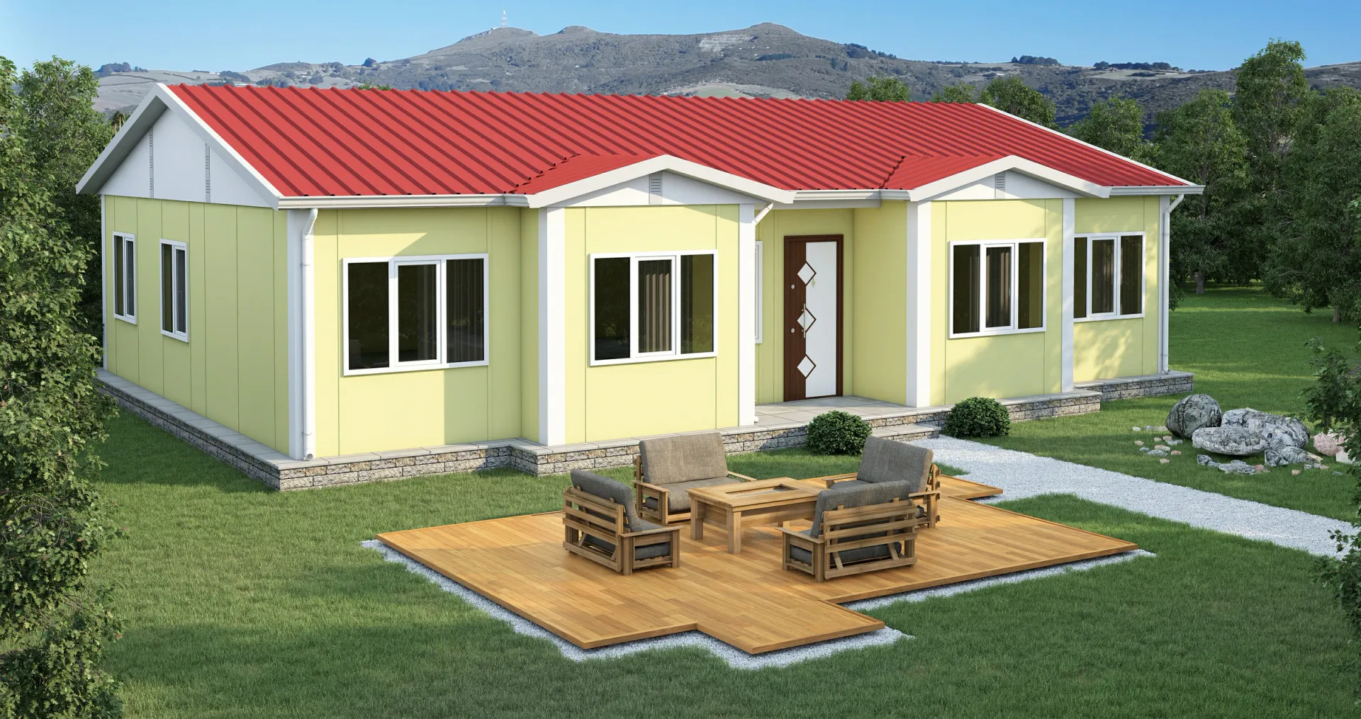110 m² 3+1 Ayrı Mutfaklı Tek Katlı Prefabrik Ev