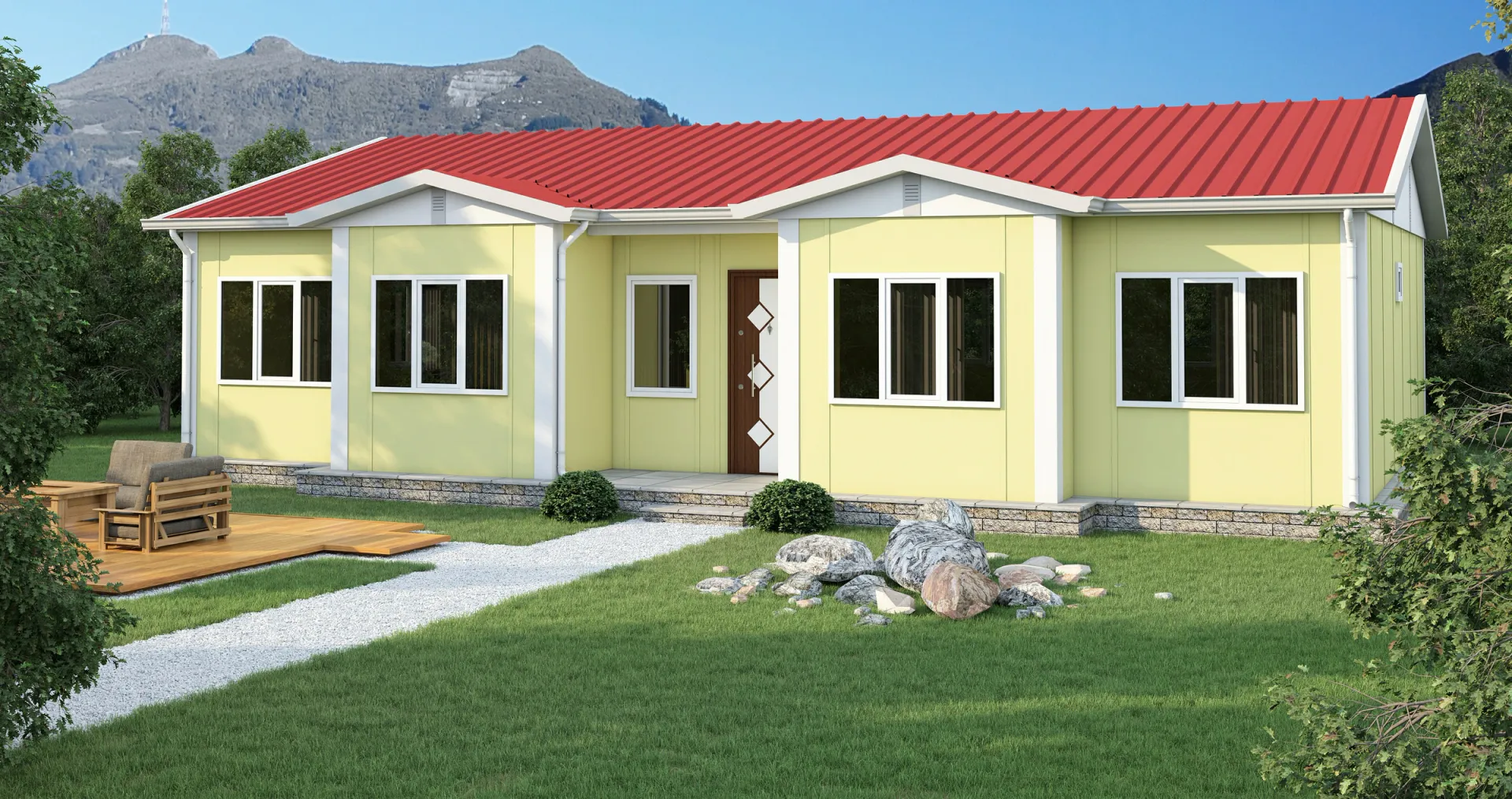 110 m² 3+1 Ayrı Mutfaklı Tek Katlı Prefabrik Ev görseli 2