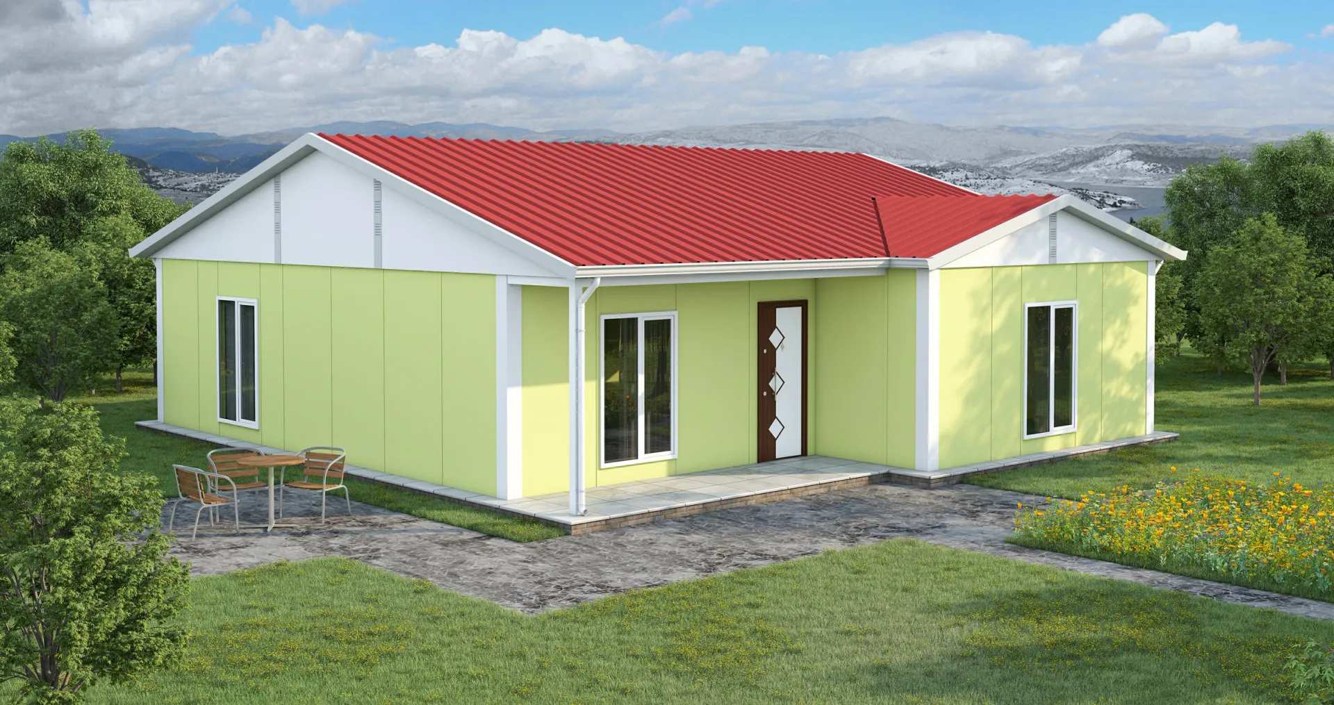 113 m² 3+1 İki WC’li Tek Katlı Prefabrik Ev