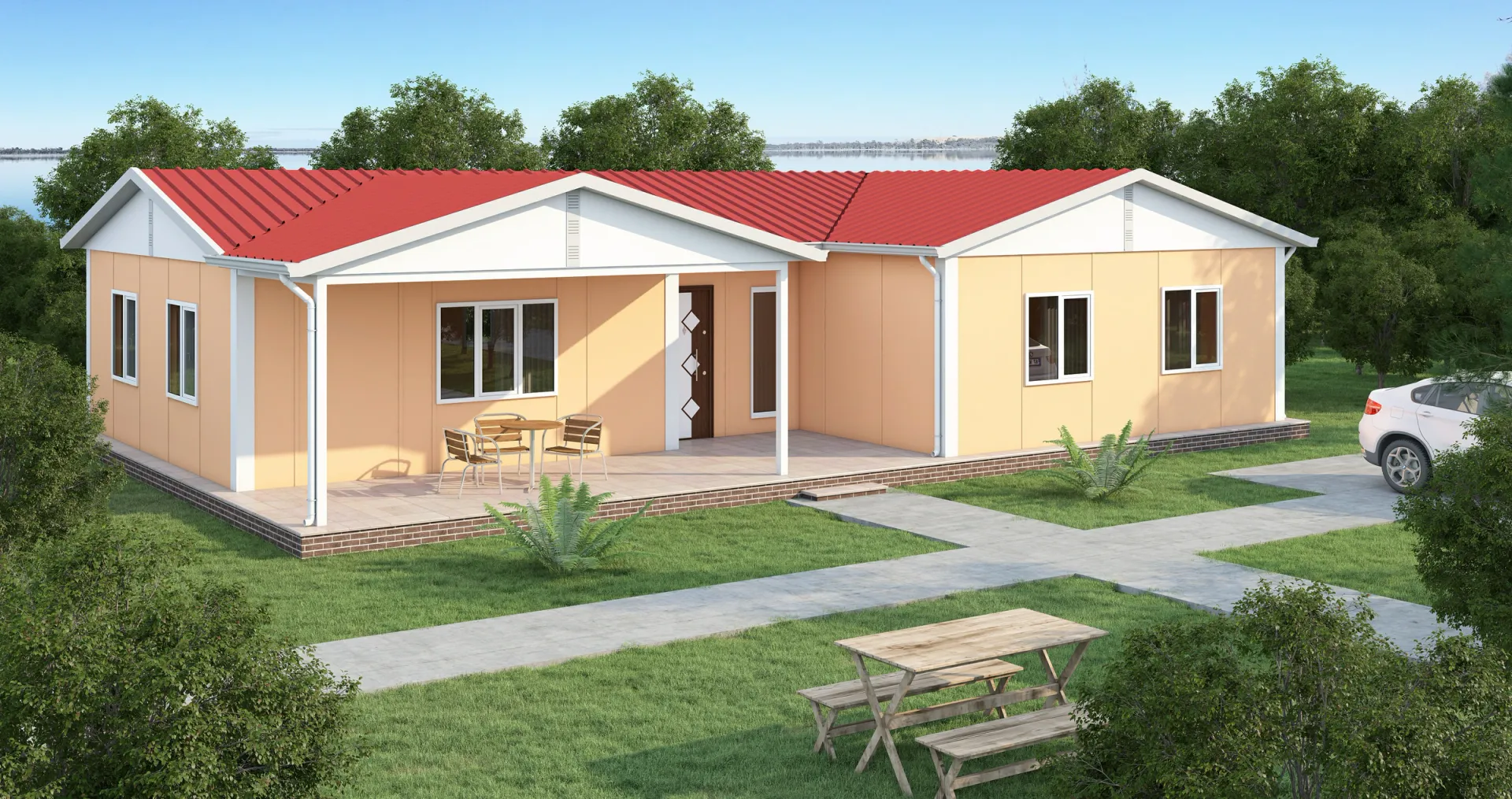 123 m² 3+1 Çift Banyolu Tek Katlı Prefabrik Ev