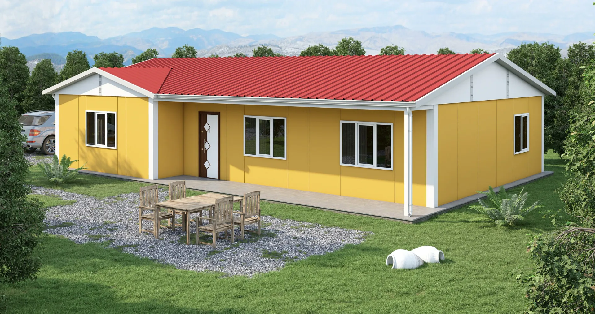 125 m² 4+1 İki WC’li Tek Katlı Prefabrik Ev