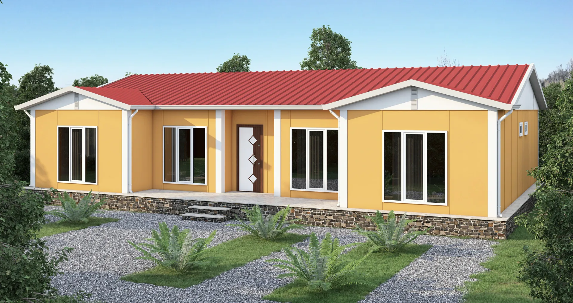 129 m² 4+1 Çift Banyolu Tek Katlı Prefabrik Ev