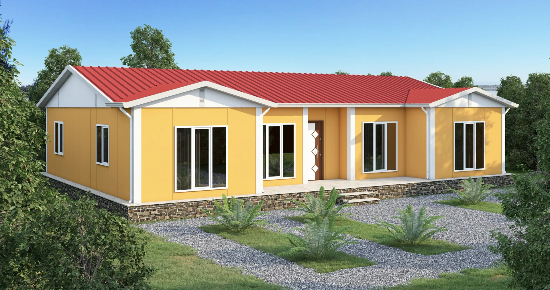 129 m² 4+1 Çift Banyolu Tek Katlı Prefabrik Ev görseli 2