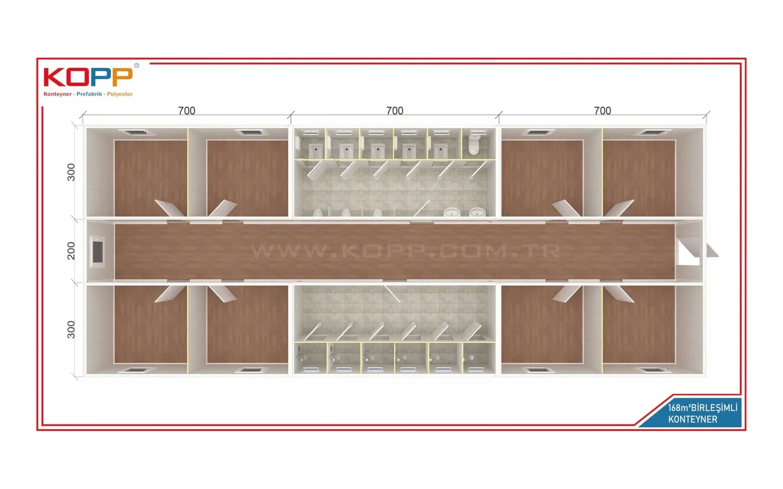 8 Odalı Yatakhane Konteyneri 168m2 görseli 2