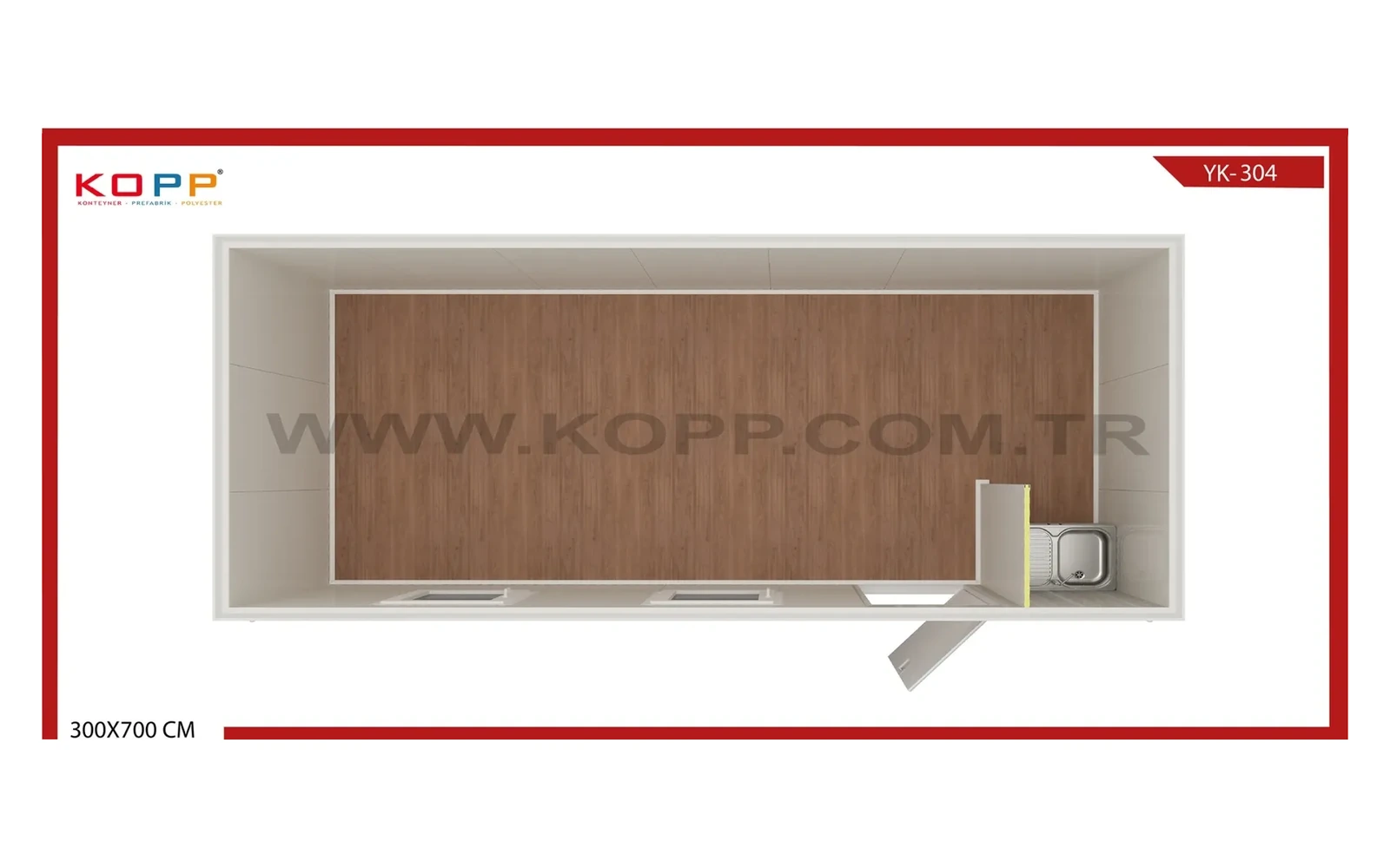 Tek Odalı Mini Mutfaklı Ofis Konteyneri görseli 2