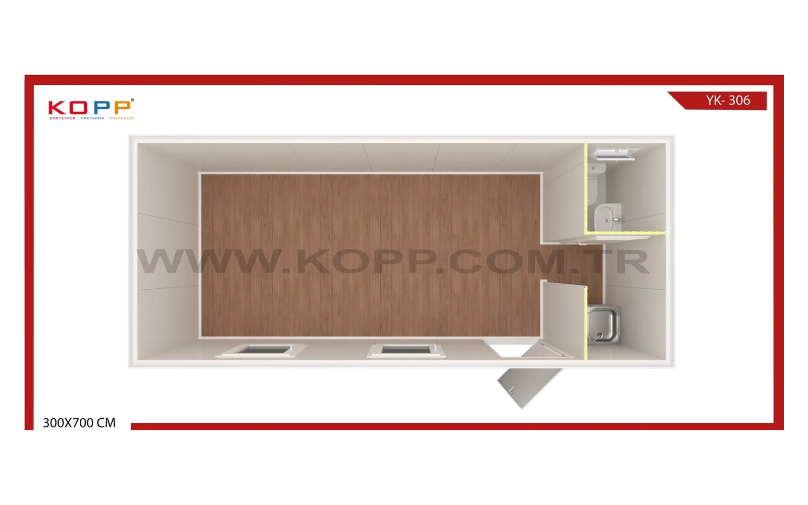 Tek Odalı Mutfak ve WC’li Yaşam Konteyneri görseli 2