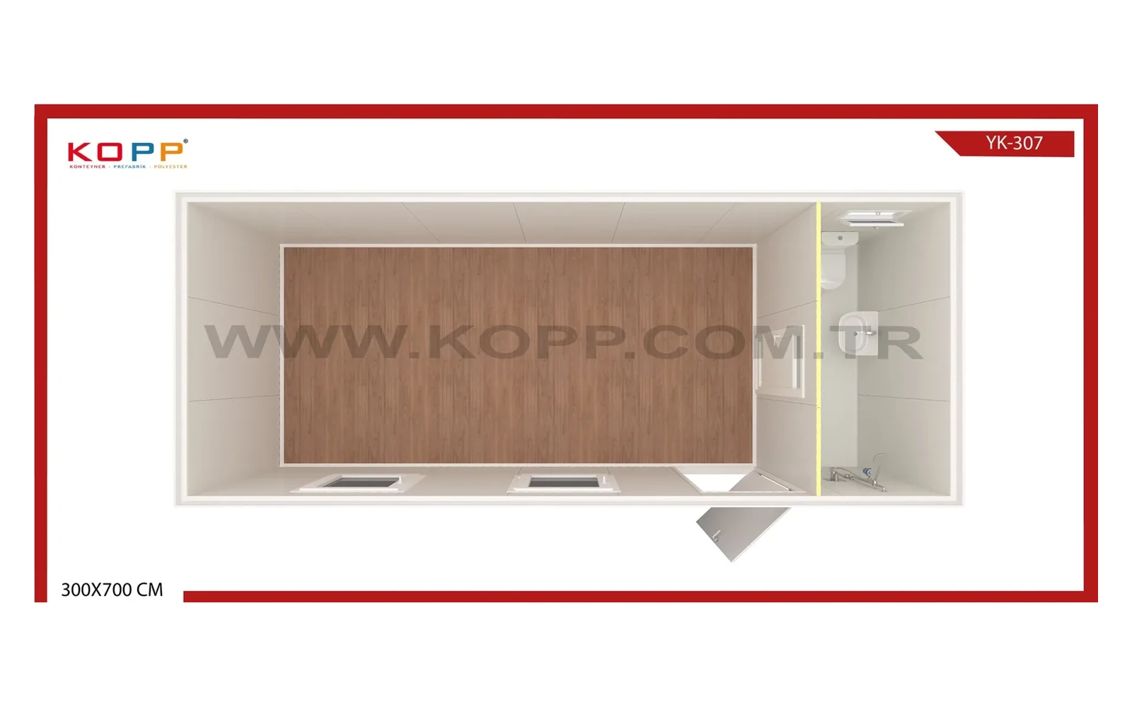 Tek Odalı WC-Duşlu Standart Konteyner görseli 2