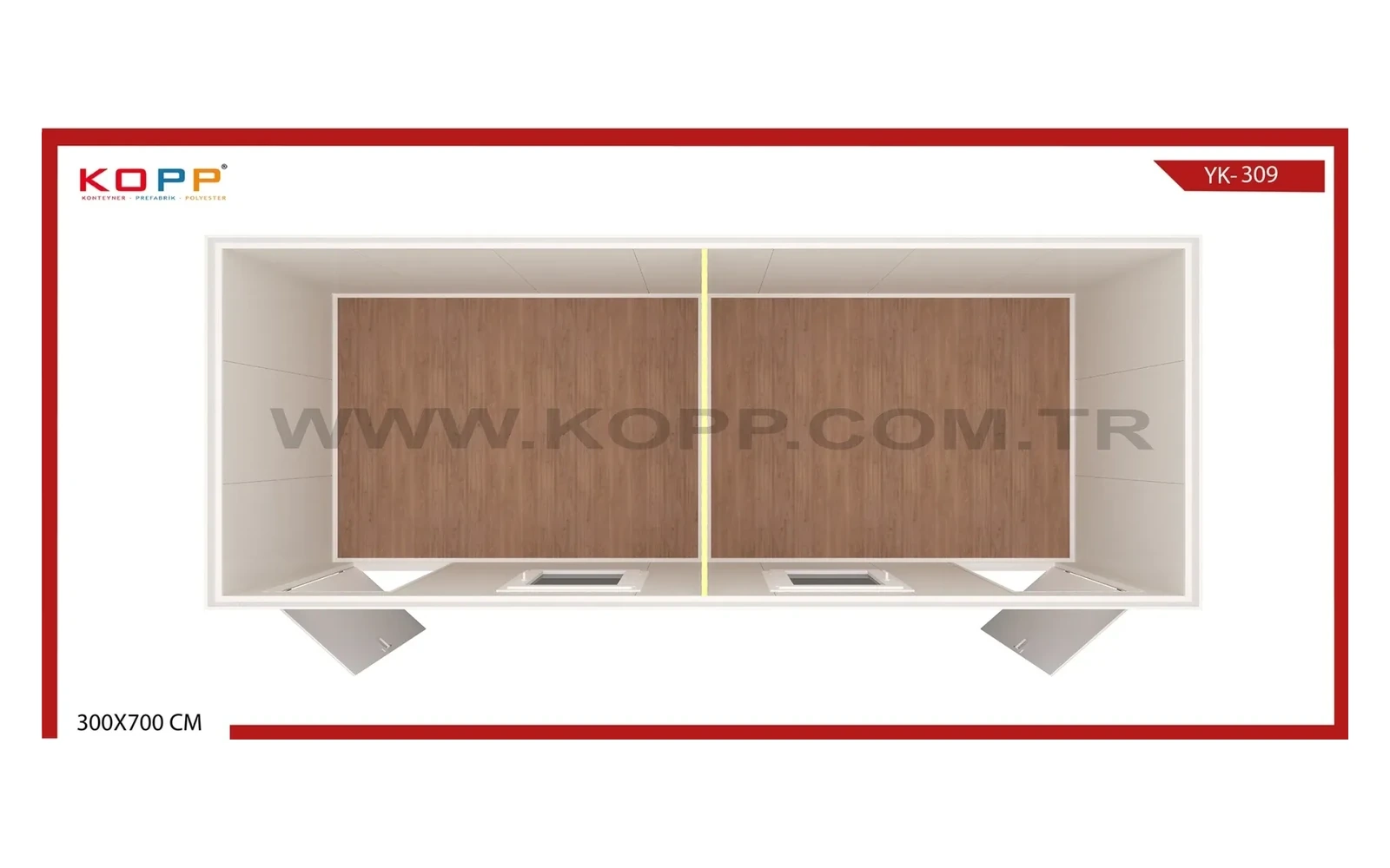 2 Bağımsız Odalı Çift Girişli Standart Konteyner görseli 2