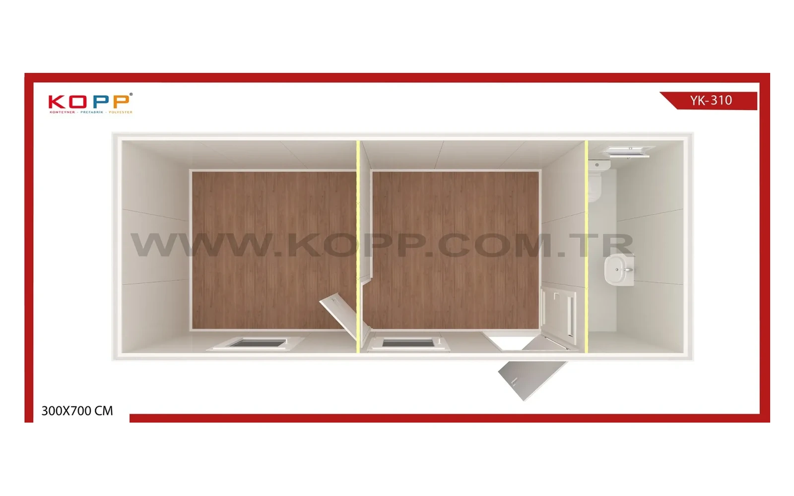 2 Odalı WC’li Standart Konteyner görseli 2